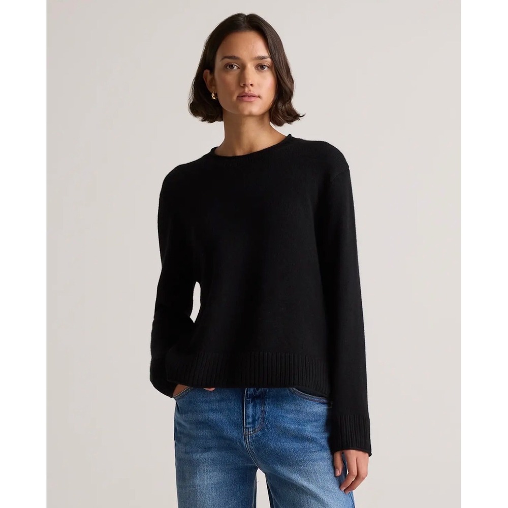 Quince Mongolian Cashmere Boxy Crewneck Sweater Black Small NEW LB46597-AACL004